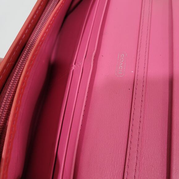 Coach Envelope Wallet Red Pink Large Patent Leather Convertible Bag Fair - Picture 4 of 11